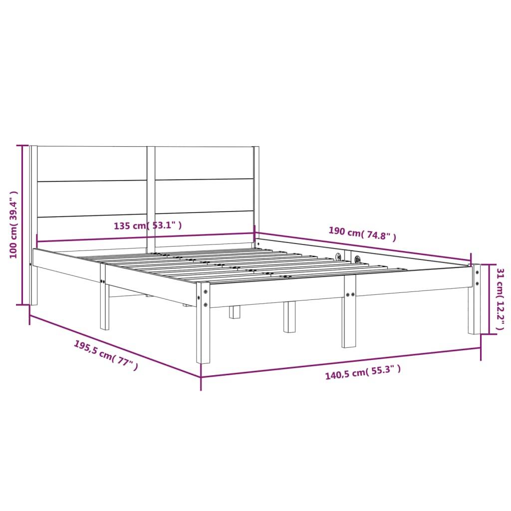 vidaXL Massivholzbett 135x190 cm