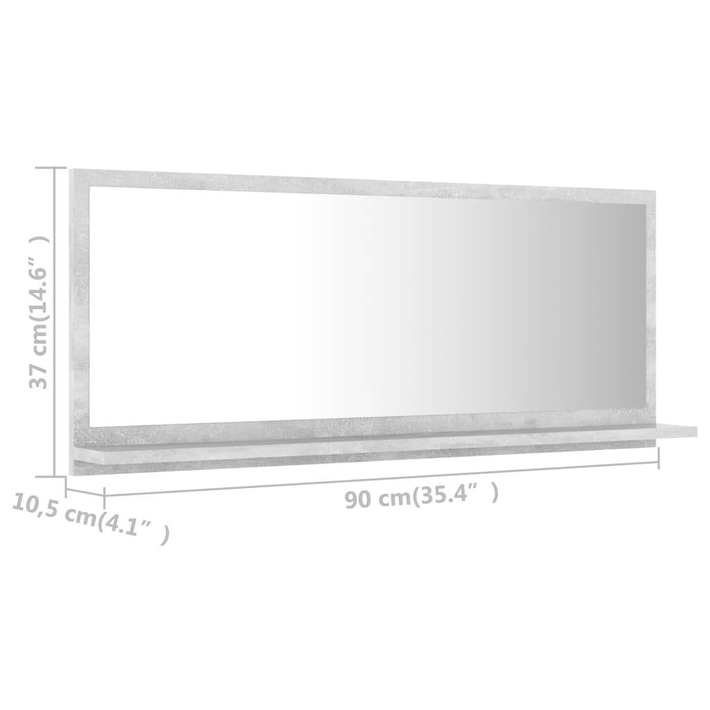 vidaXL Badspiegel Betongrau 90x10,5x37 cm Holzwerkstoff