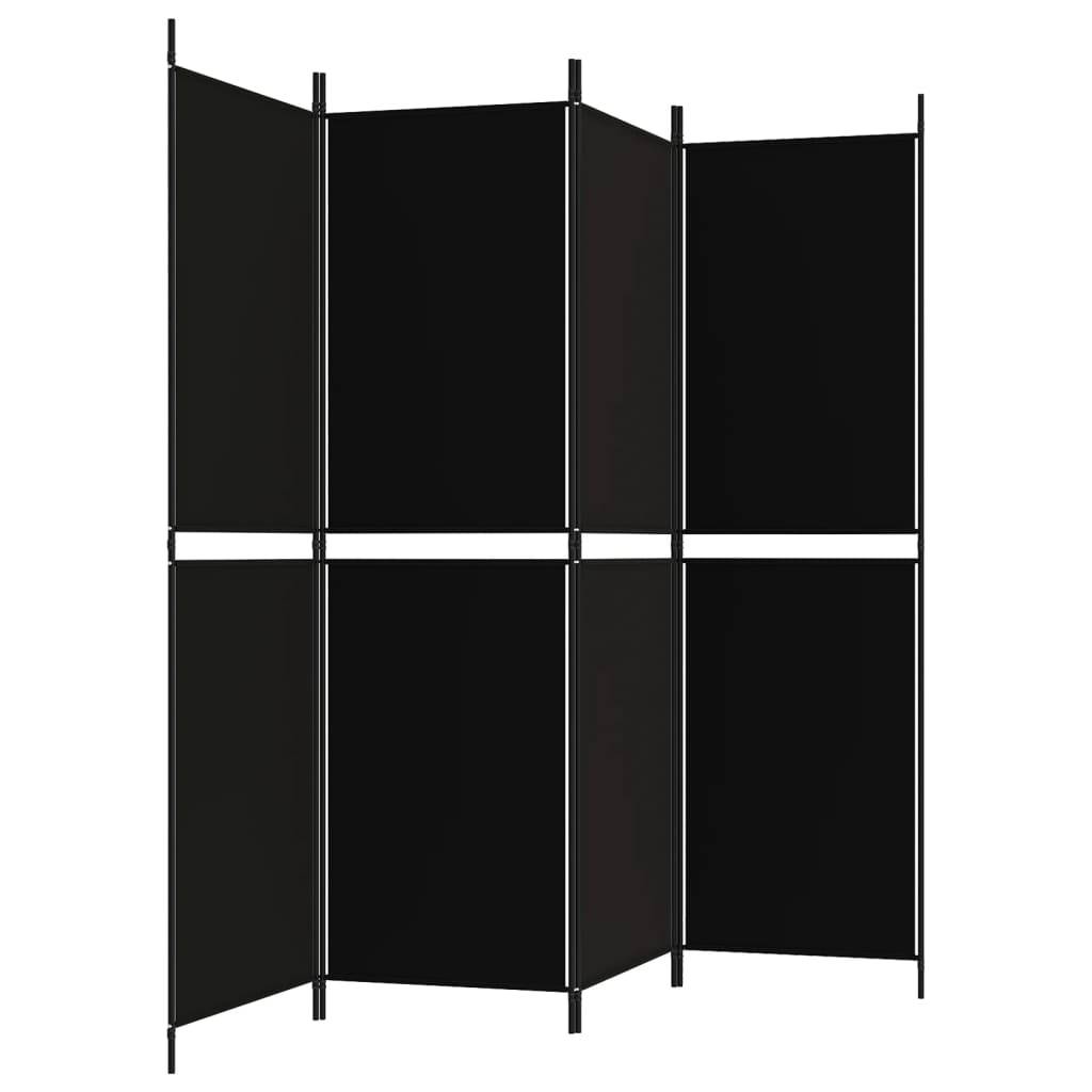 vidaXL 4-tlg. Paravent Schwarz 200x180 cm Stoff