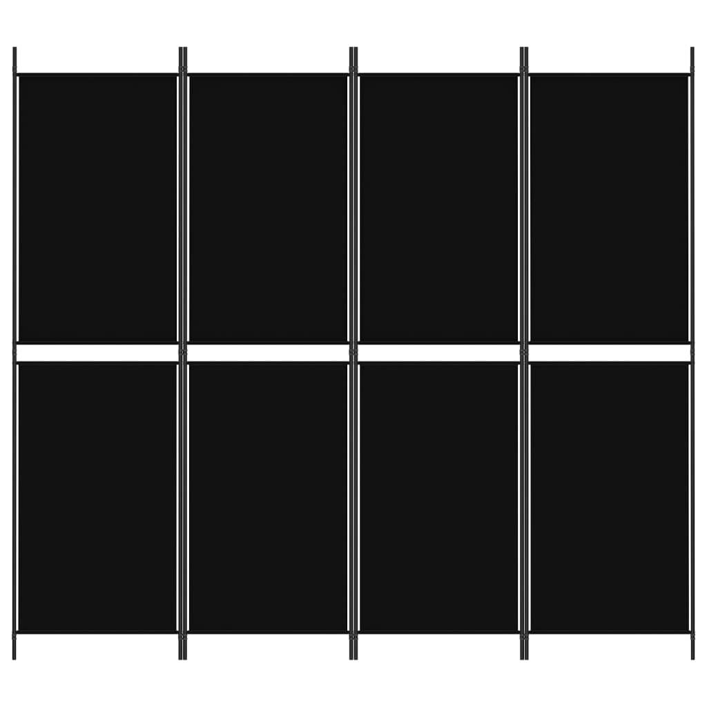 vidaXL 4-tlg. Paravent Schwarz 200x180 cm Stoff