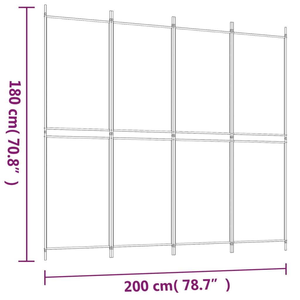 vidaXL 4-tlg. Paravent Anthrazit 200x180 cm Stoff
