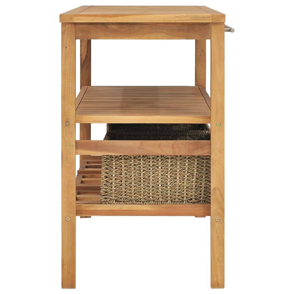 vidaXL Waschtisch mit 3 Körben Massivholz Teak 132x45x75cm