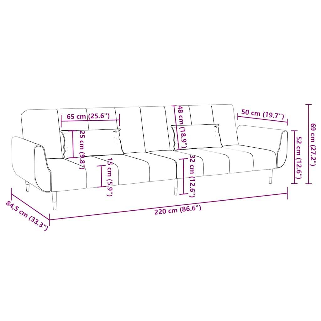 vidaXL Schlafsofa 2-Sitzer mit 2 Kissen Weinrot Samt