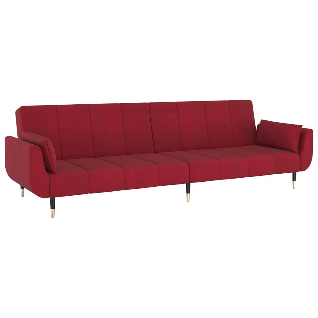 vidaXL Schlafsofa 2-Sitzer mit 2 Kissen Weinrot Samt