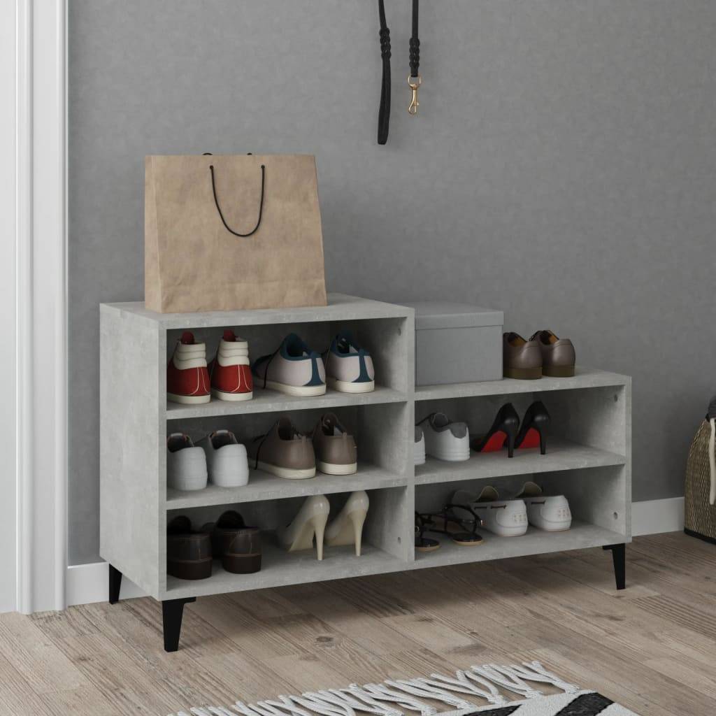 vidaXL Schuhregal Betongrau 102x36x60 cm Holzwerkstoff