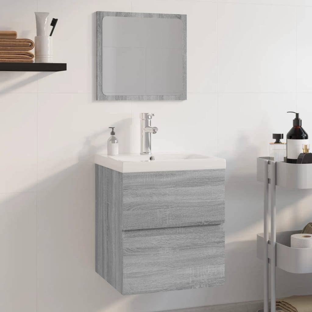 vidaXL Badmöbel-Set Grau Sonoma Holzwerkstoff