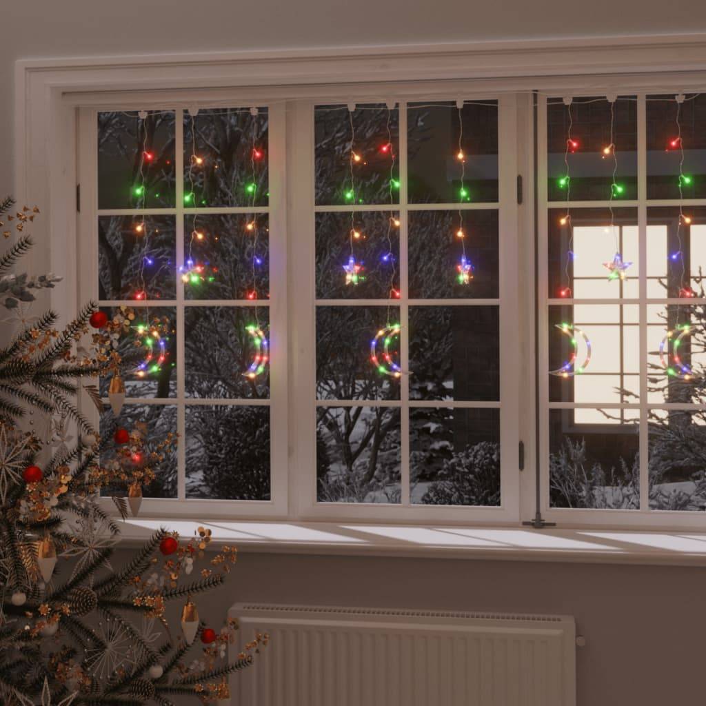 vidaXL Lichterketten Stern und Mond Fernbedienung 138 LED Bunt