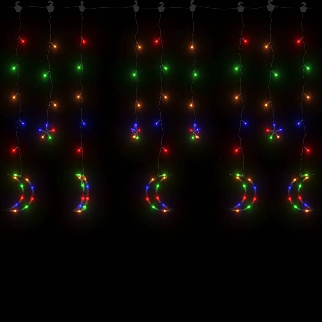 vidaXL Lichterketten Stern und Mond Fernbedienung 138 LED Bunt