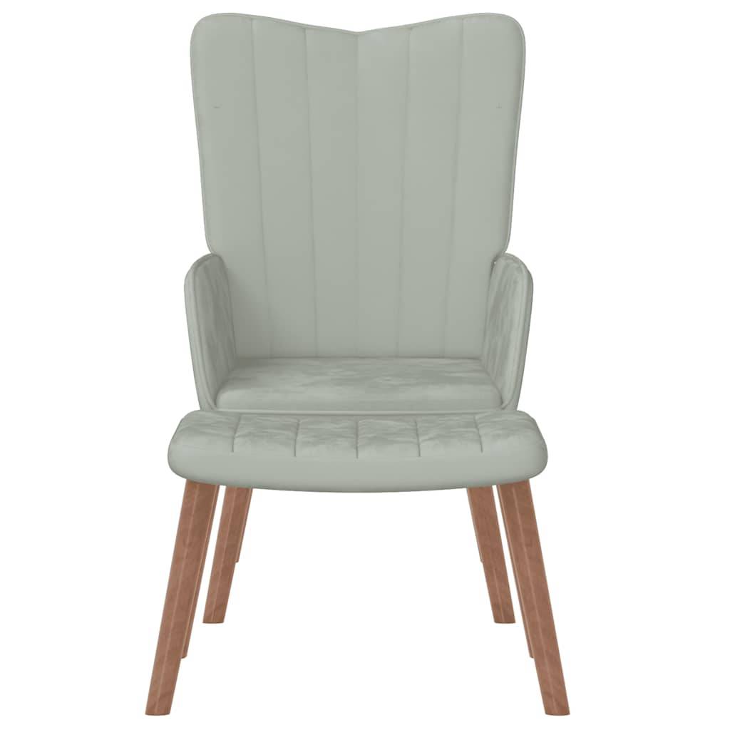 vidaXL Relaxsessel mit Hocker Hellgrau Samt