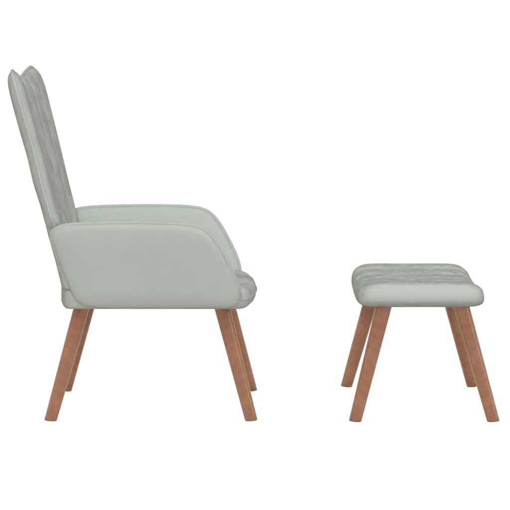 vidaXL Relaxsessel mit Hocker Hellgrau Samt