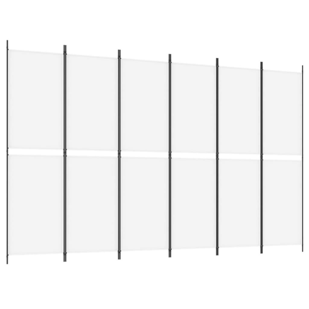 vidaXL 6-tlg. Paravent Weiß 300x200 cm Stoff