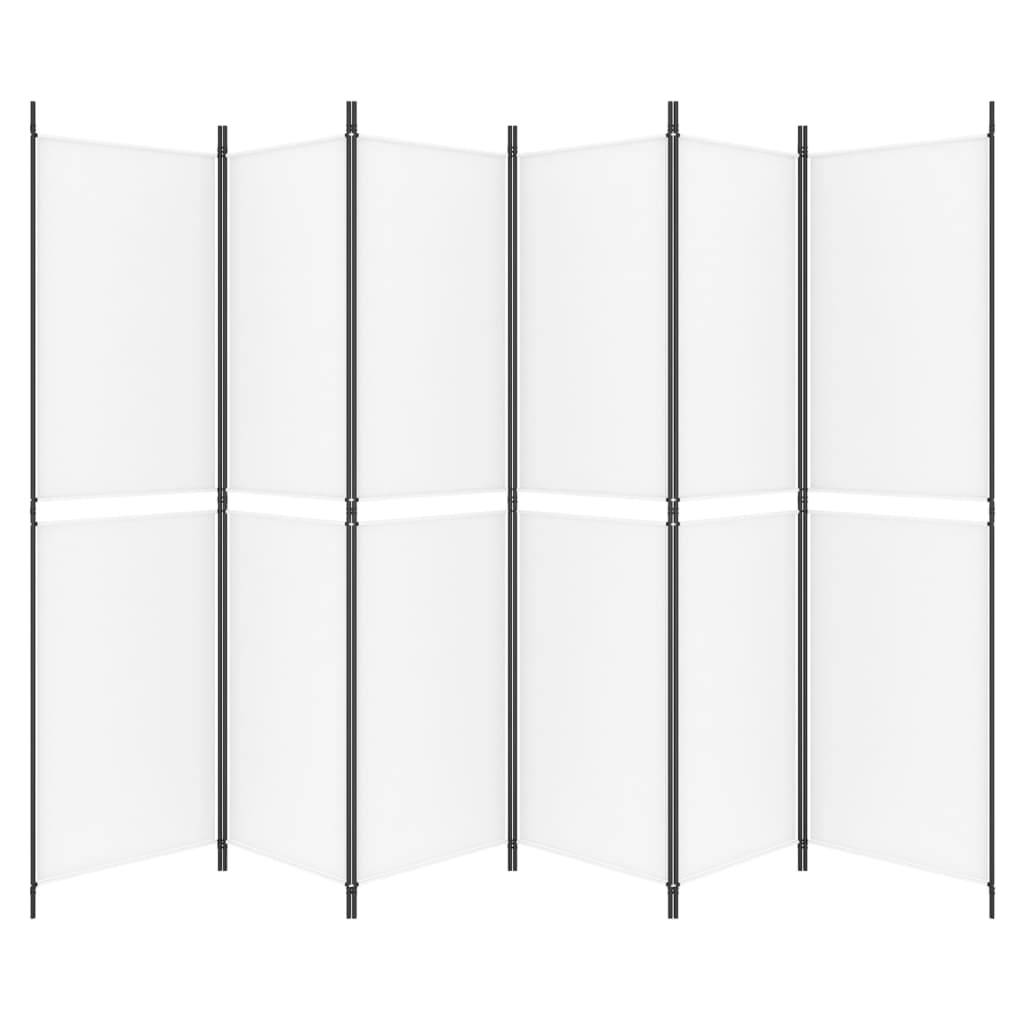 vidaXL 6-tlg. Paravent Weiß 300x200 cm Stoff