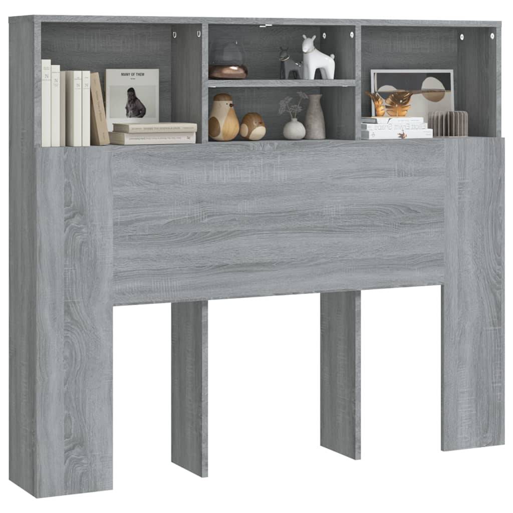 vidaXL Kopfteil mit Ablagen Grau Sonoma 120x19x103,5 cm