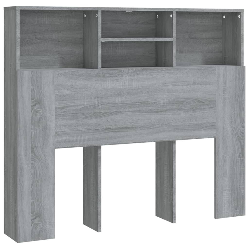 vidaXL Kopfteil mit Ablagen Grau Sonoma 120x19x103,5 cm