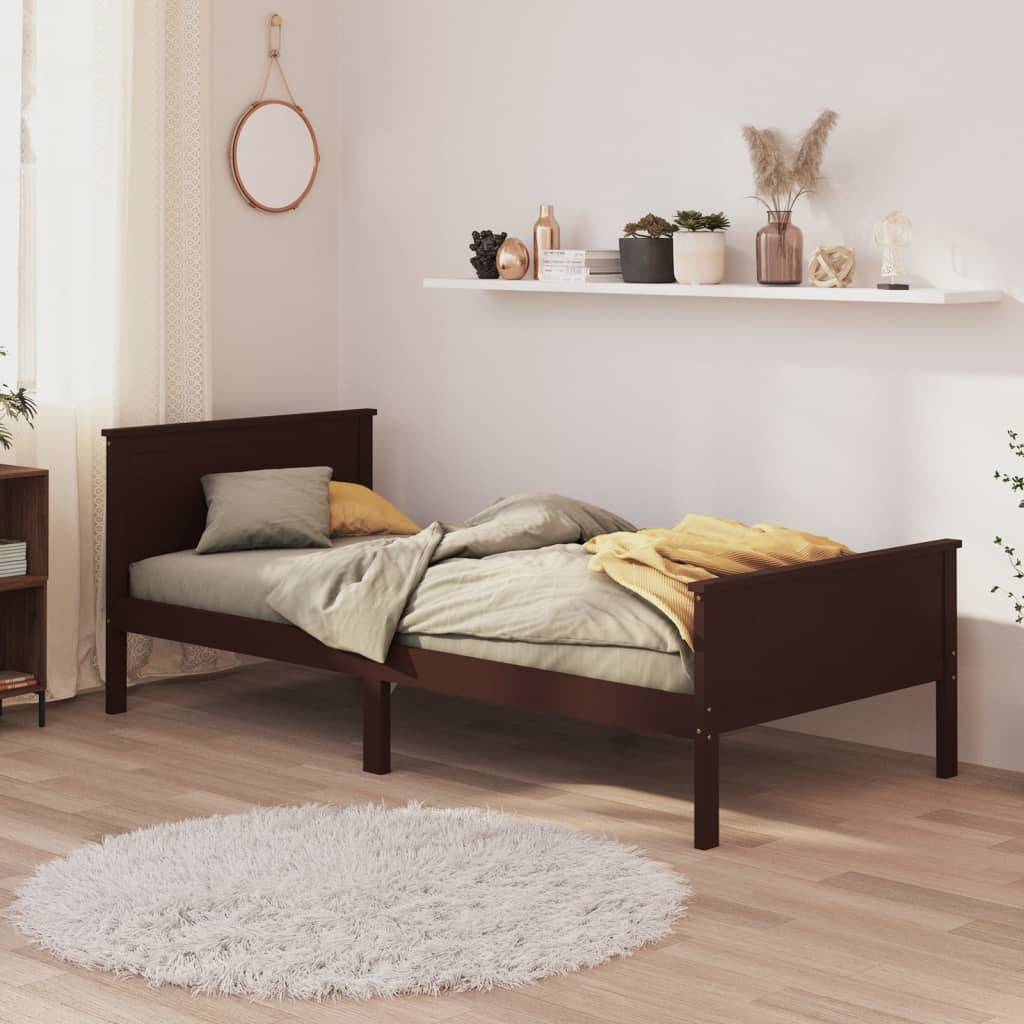 vidaXL Massivholzbett Dunkelbraun Kiefer 100x200 cm