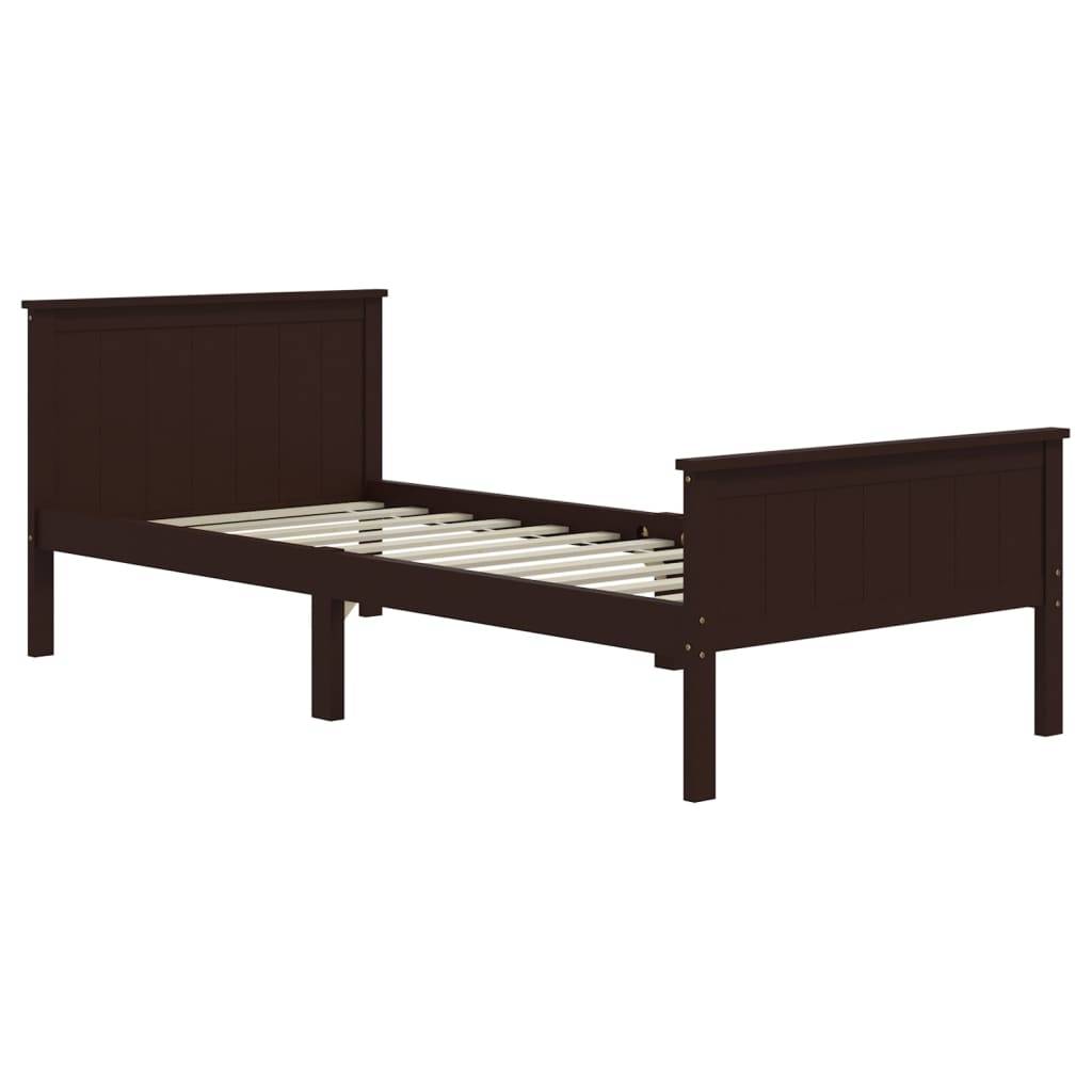 vidaXL Massivholzbett Dunkelbraun Kiefer 100x200 cm