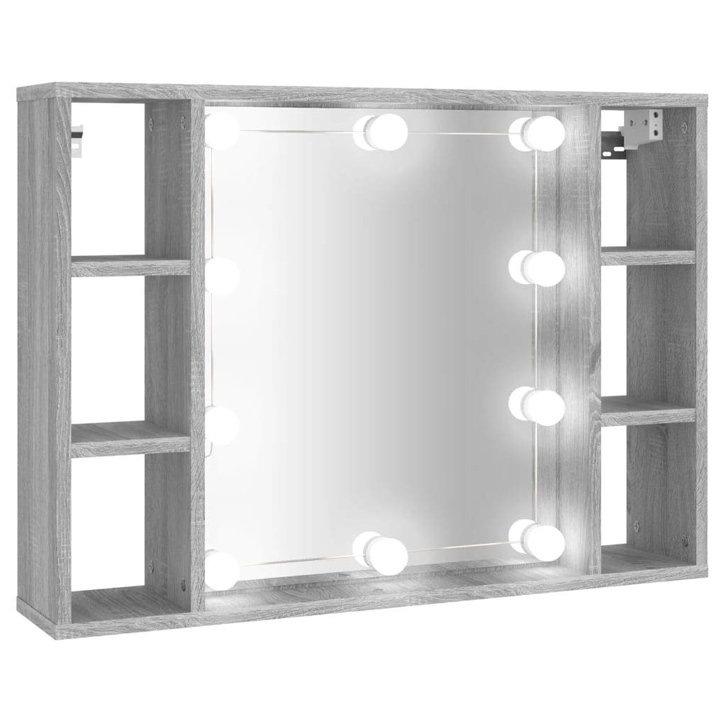 vidaXL Spiegelschrank mit LED Grau Sonoma 76x15x55 cm