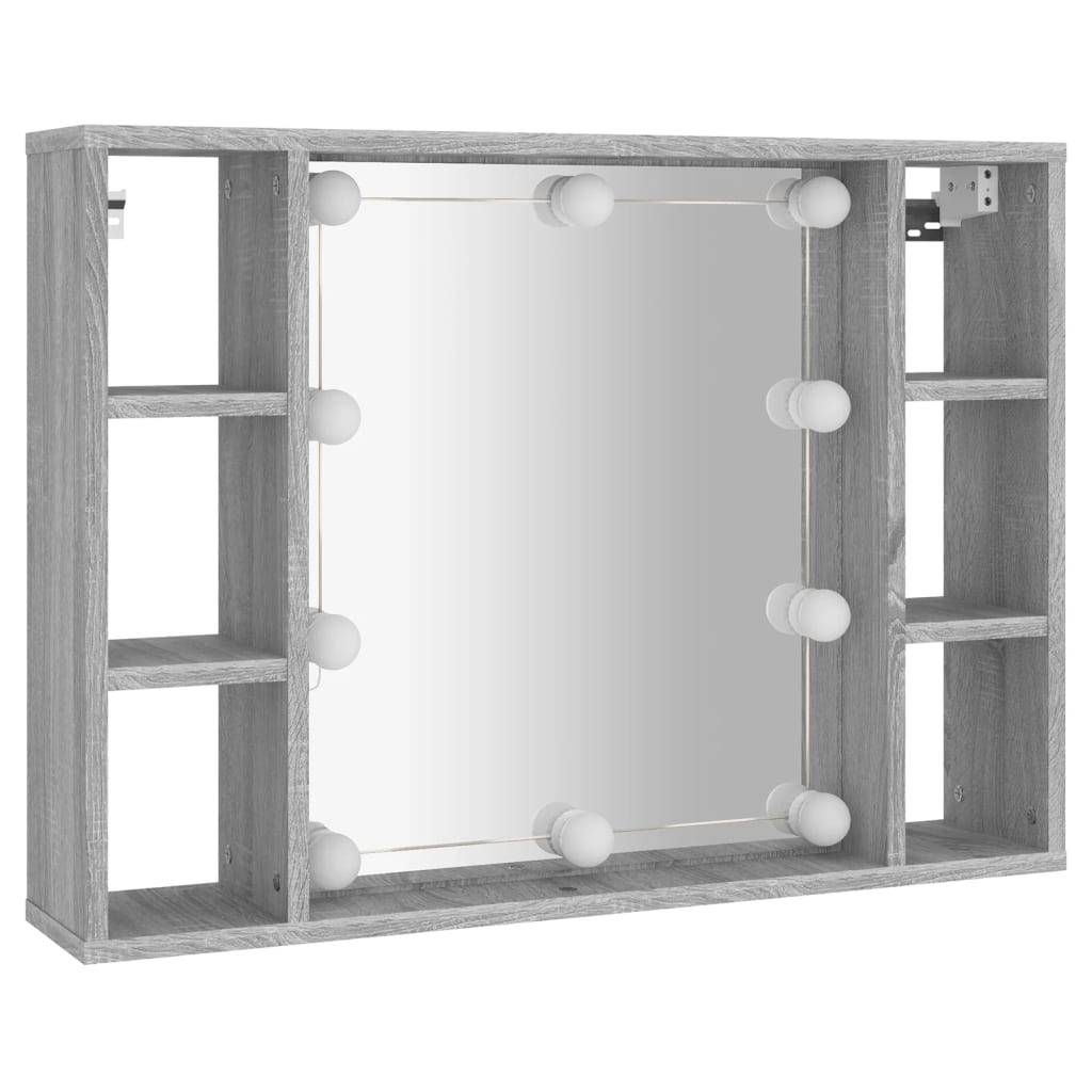 vidaXL Spiegelschrank mit LED Grau Sonoma 76x15x55 cm