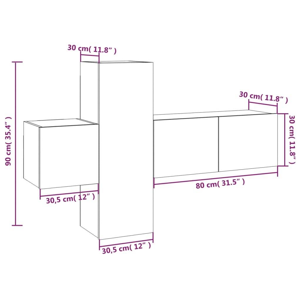 vidaXL 3-tlg. TV-Schrank-Set Grau Sonoma Holzwerkstoff