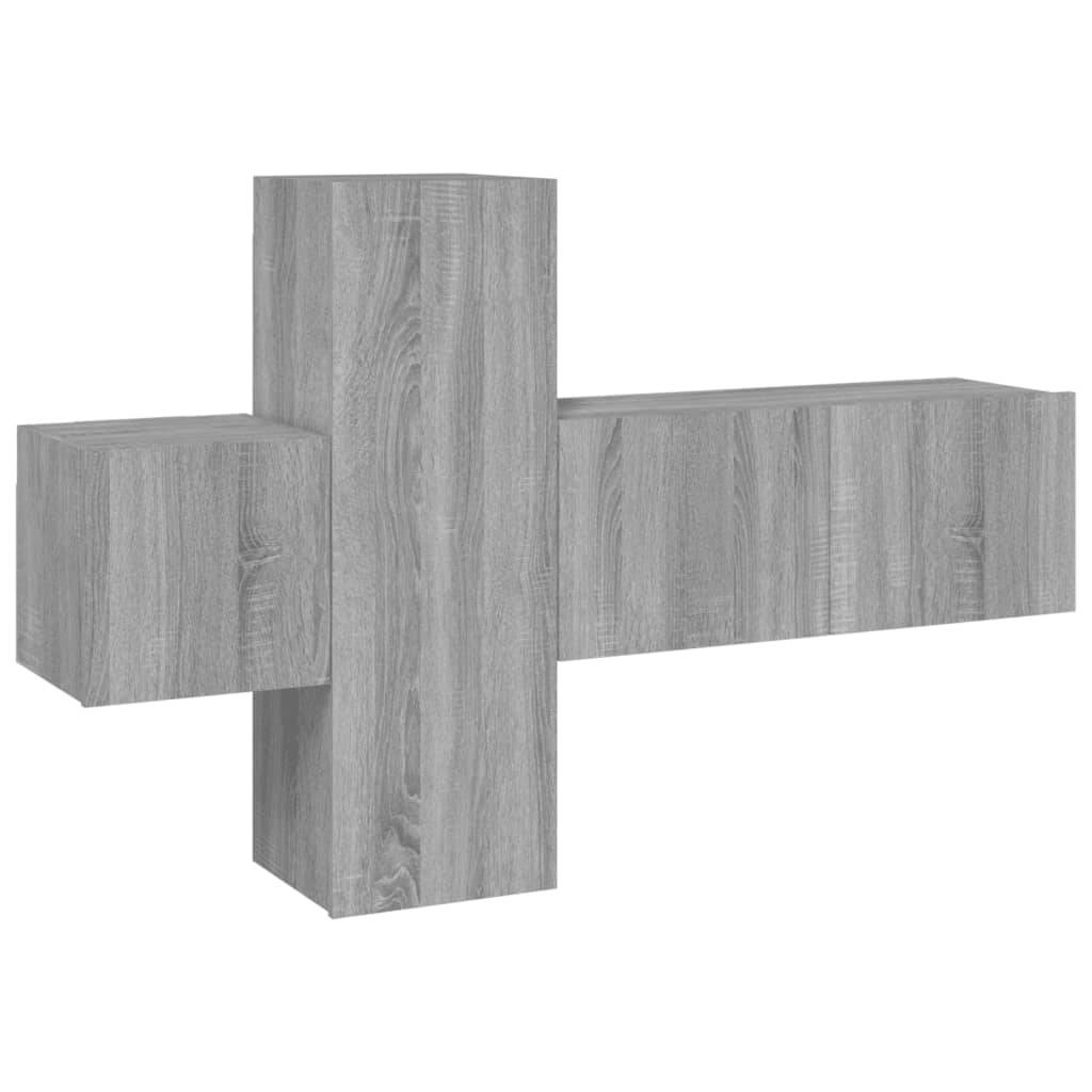 vidaXL 3-tlg. TV-Schrank-Set Grau Sonoma Holzwerkstoff