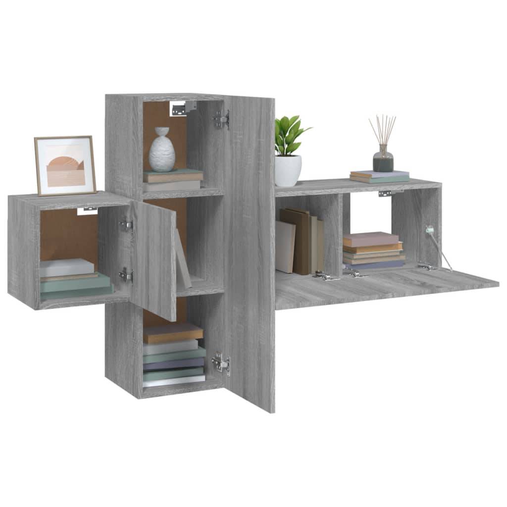 vidaXL 3-tlg. TV-Schrank-Set Grau Sonoma Holzwerkstoff