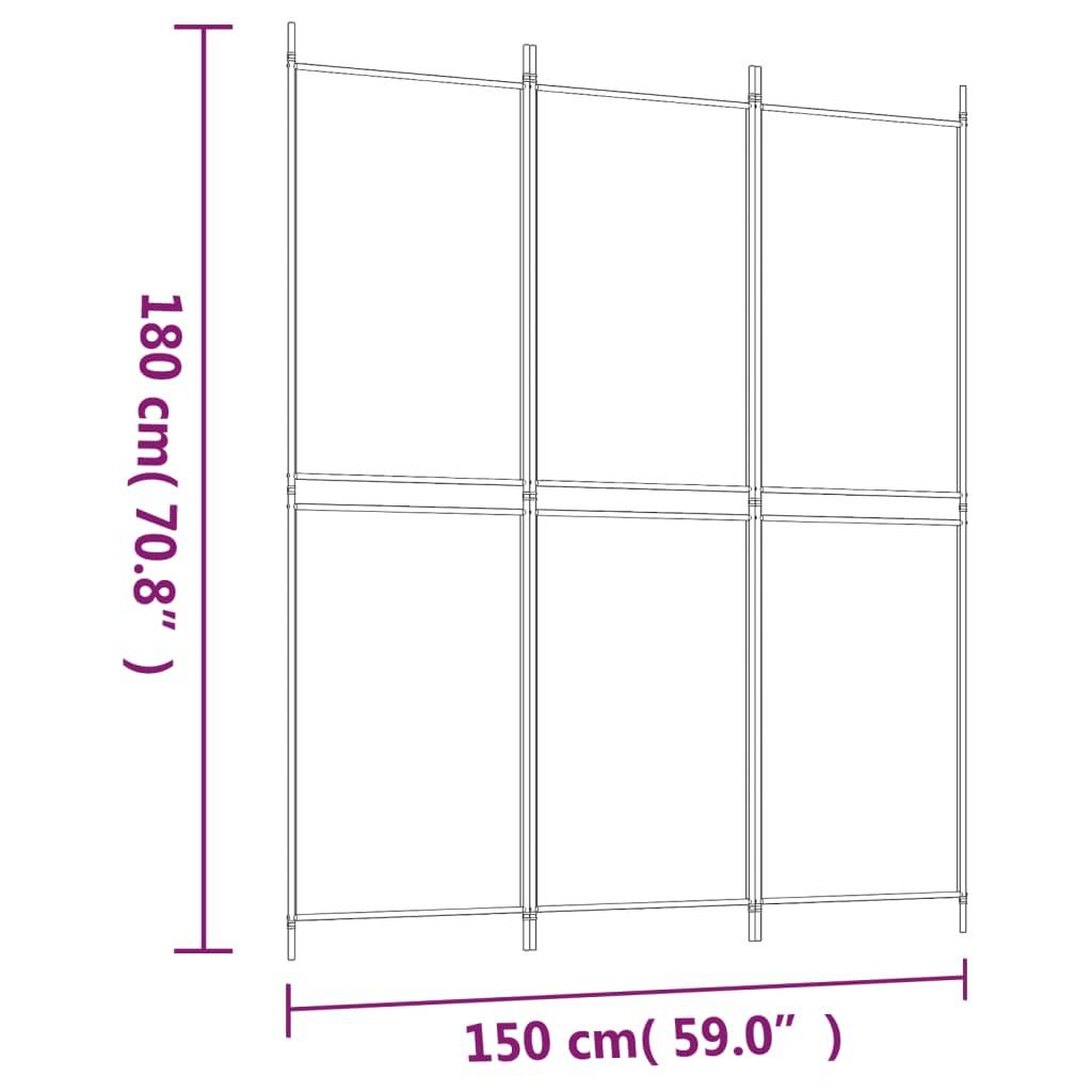 vidaXL 3-tlg. Paravent Anthrazit 150x180 cm Stoff