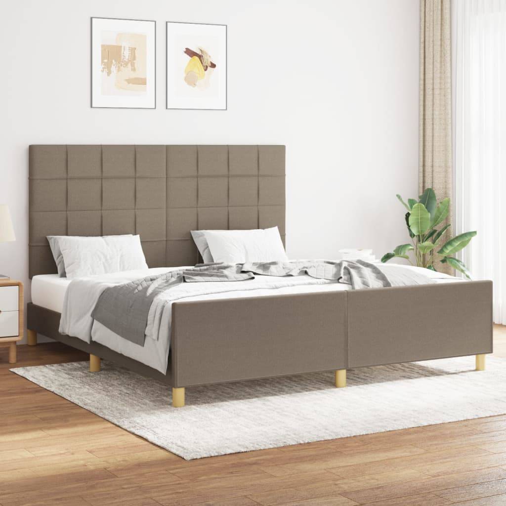 vidaXL Bettgestell ohne Matratze Taupe 160x200 cm Stoff