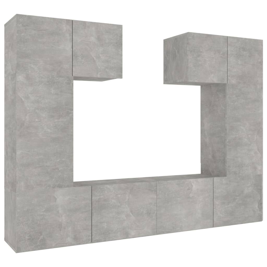 vidaXL 6-tlg. TV-Schrank-Set Betongrau Holzwerkstoff