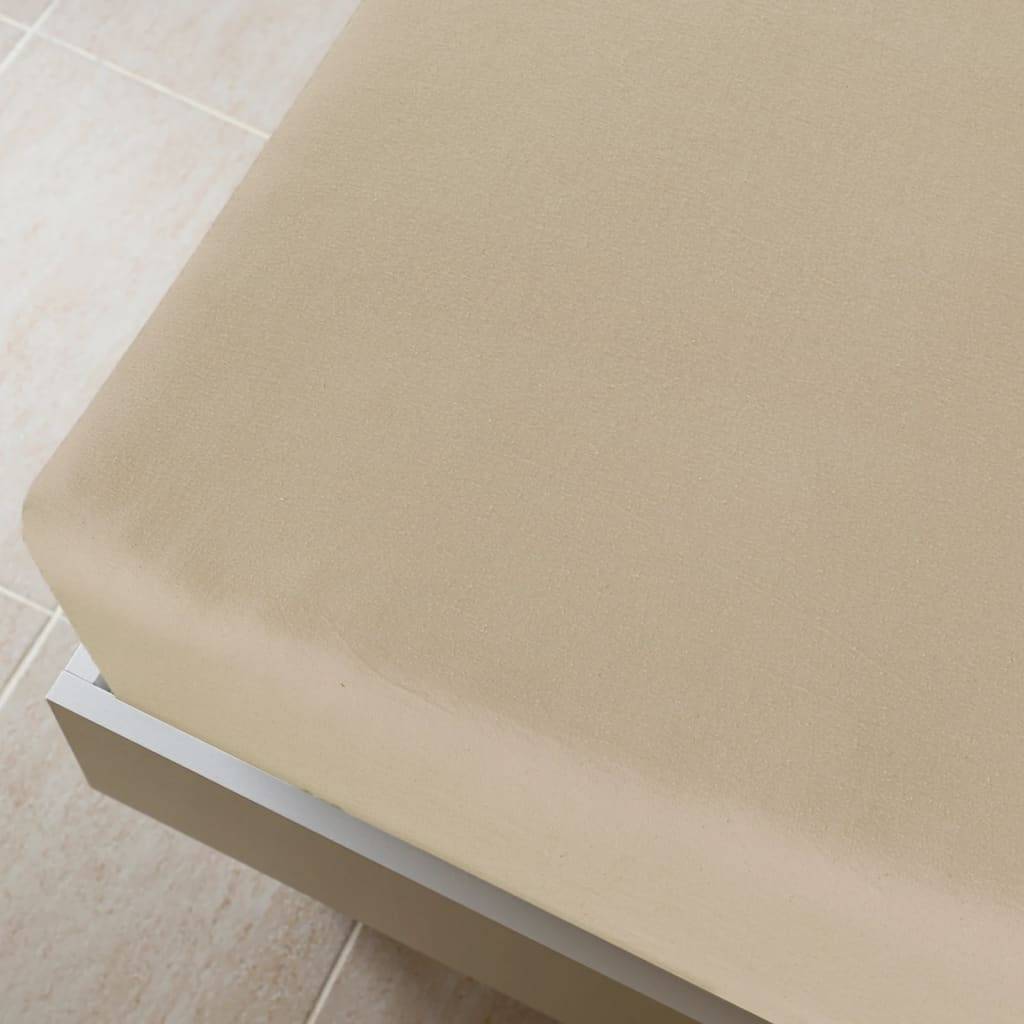 vidaXL Spannbettlaken Jersey Taupe 180x200 cm Baumwolle