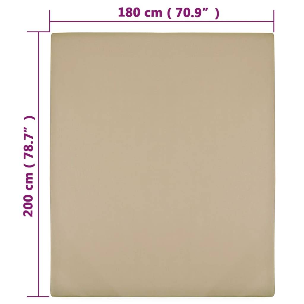 vidaXL Spannbettlaken Jersey Taupe 180x200 cm Baumwolle
