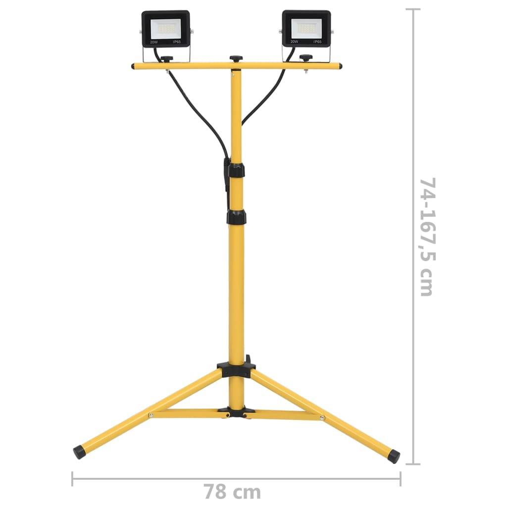 vidaXL LED-Fluter mit Stativ 2x20 W Kaltweiß