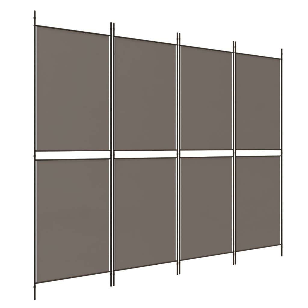 vidaXL 4-tlg. Paravent Anthrazit 200x220 cm Stoff