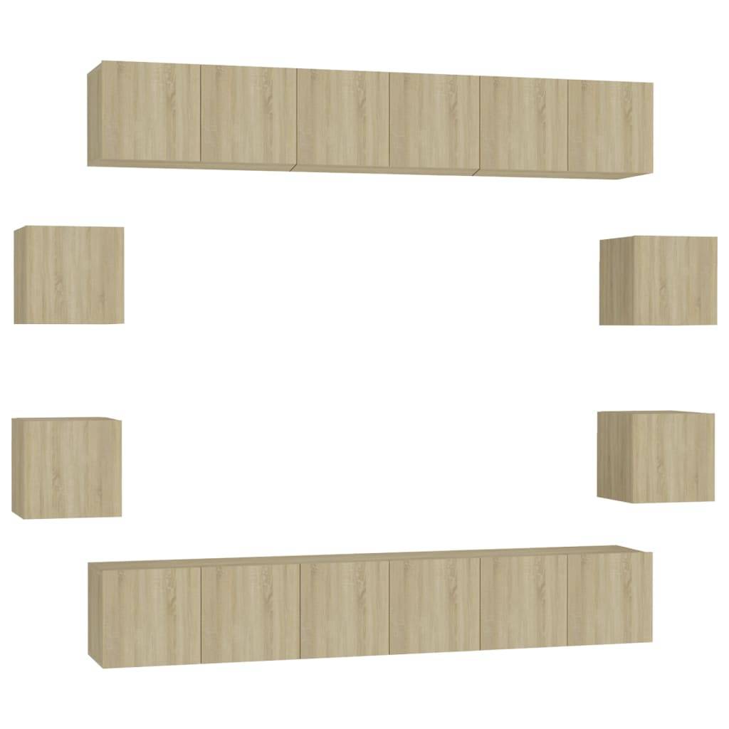 vidaXL 10-tlg. TV-Schrank-Set Sonoma-Eiche Holzwerkstoff
