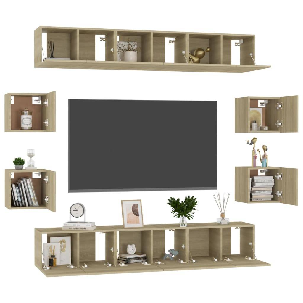 vidaXL 10-tlg. TV-Schrank-Set Sonoma-Eiche Holzwerkstoff