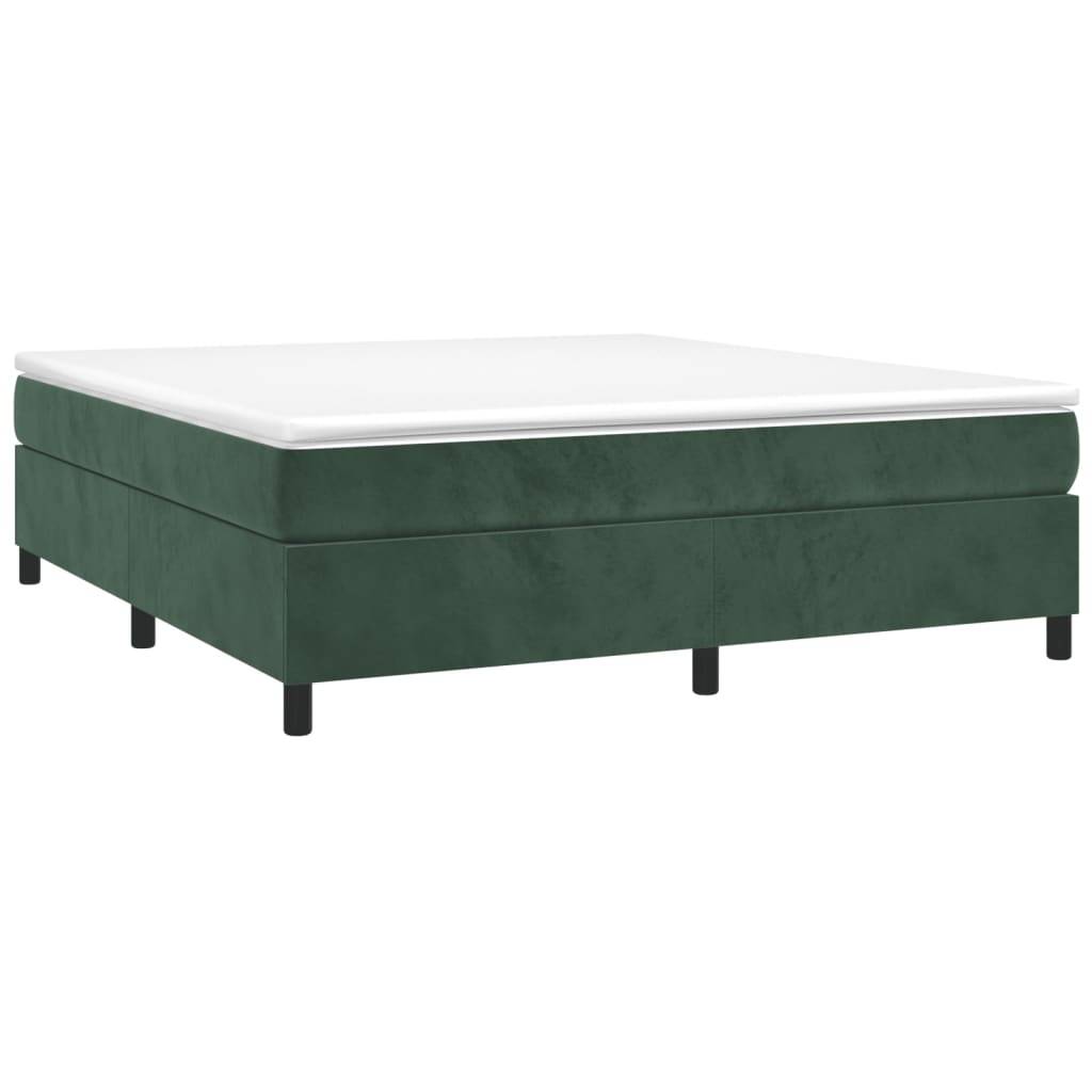 vidaXL Boxspringbett mit Matratze Dunkelgrün 200x200 cm Samt