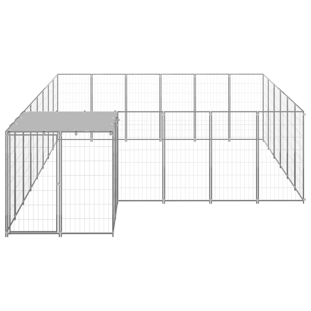 vidaXL Hundezwinger Silbern 12,1 m² Stahl