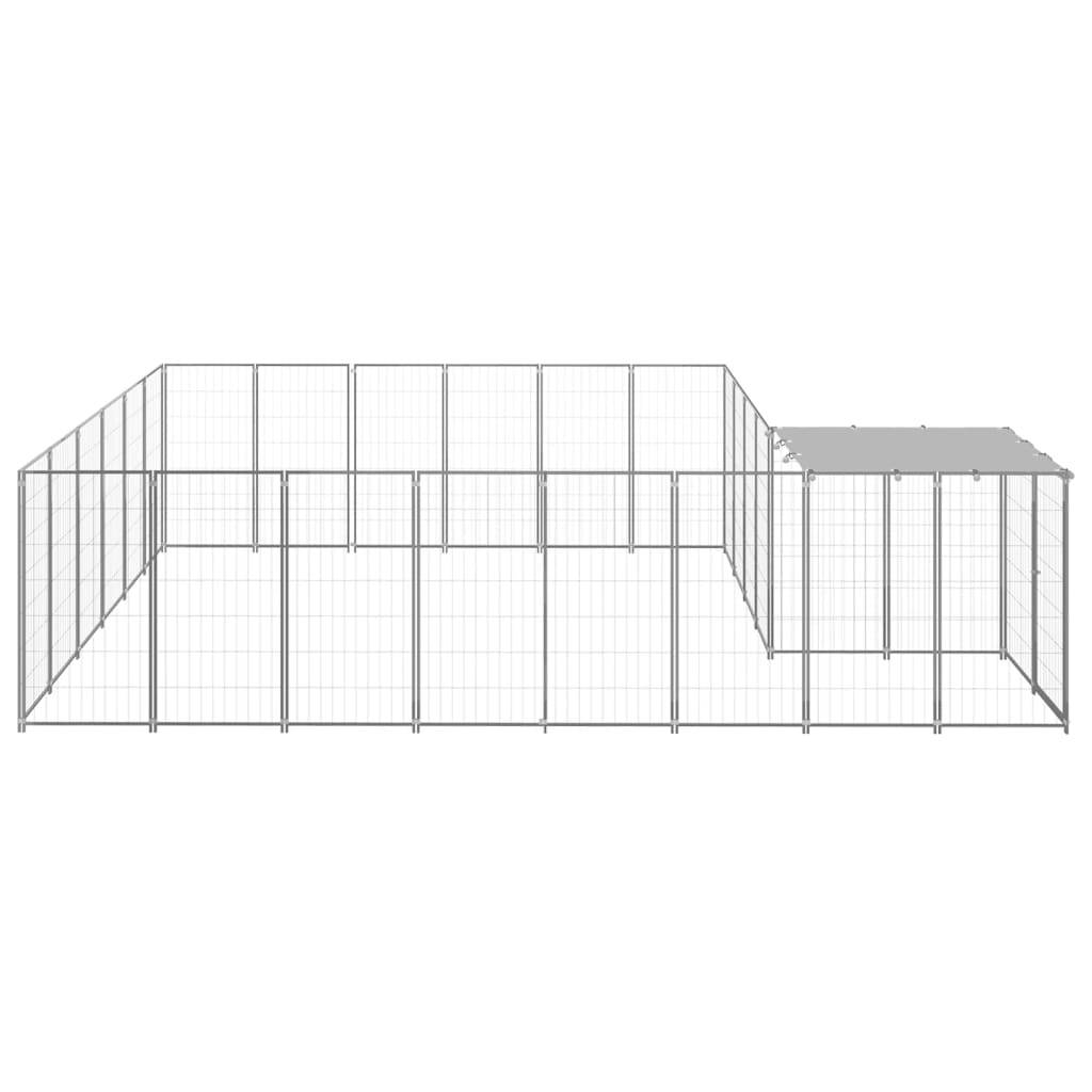 vidaXL Hundezwinger Silbern 12,1 m² Stahl