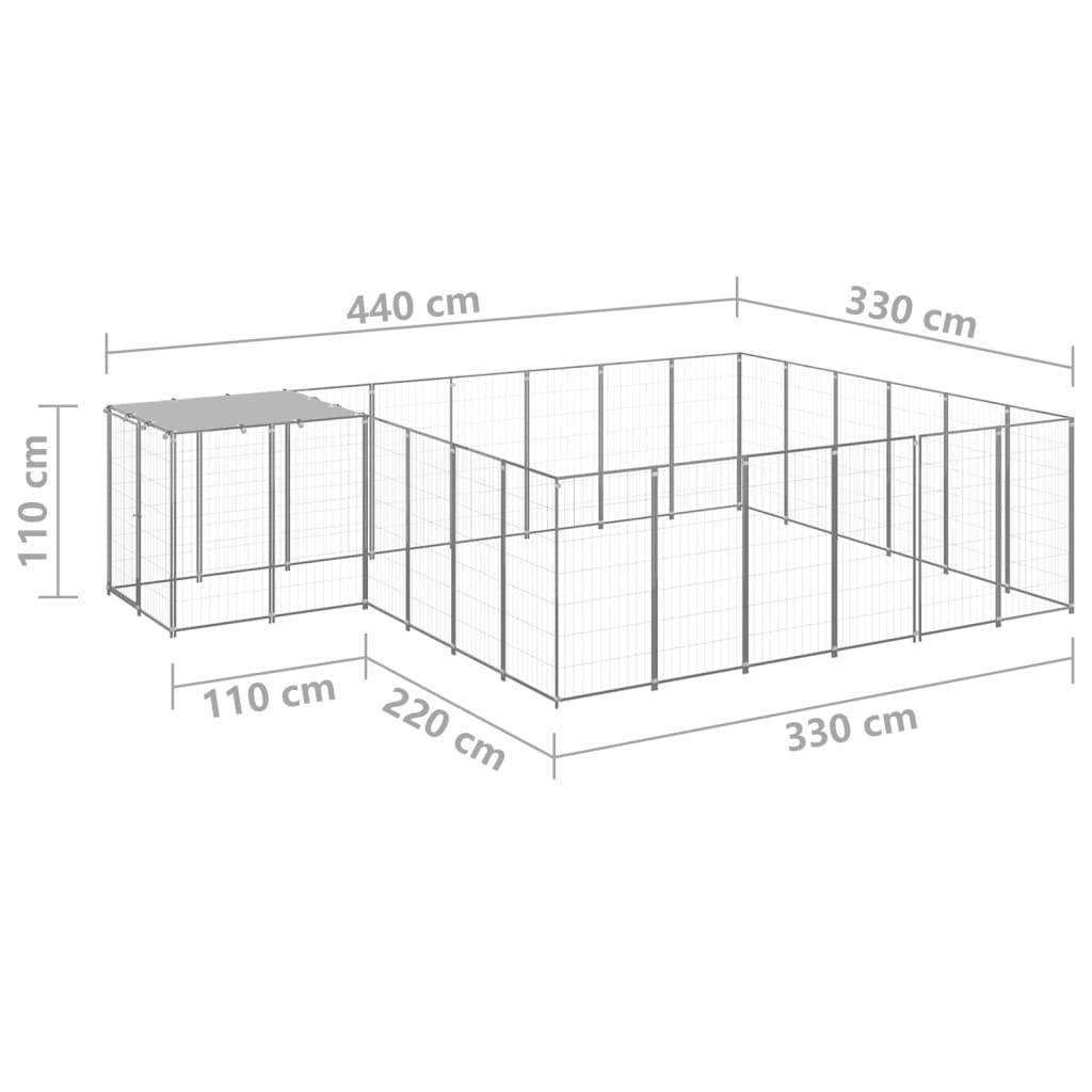 vidaXL Hundezwinger Silbern 12,1 m² Stahl