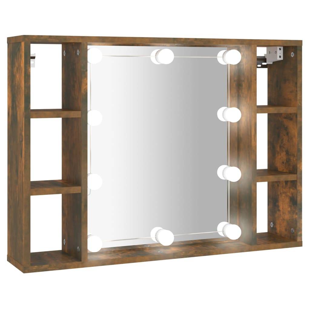 vidaXL Spiegelschrank mit LED Räuchereiche 76x15x55 cm