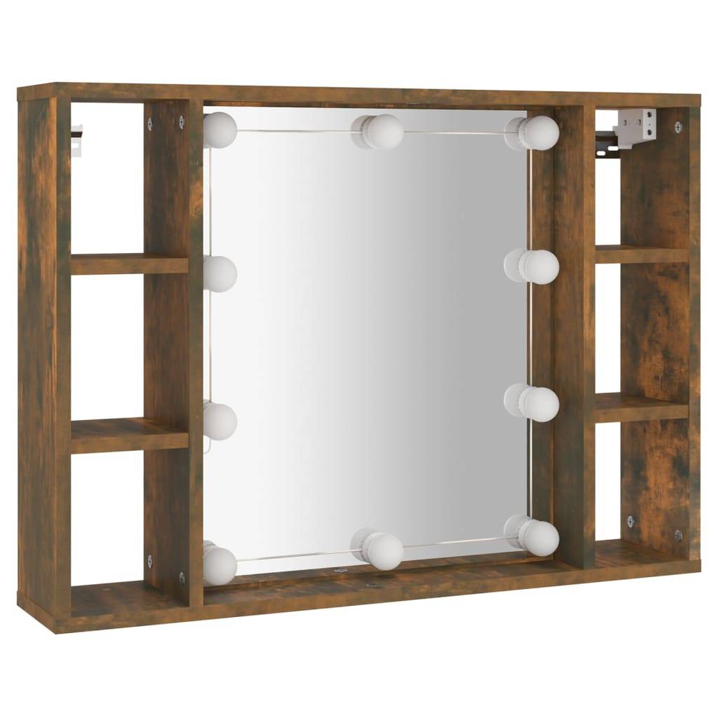vidaXL Spiegelschrank mit LED Räuchereiche 76x15x55 cm