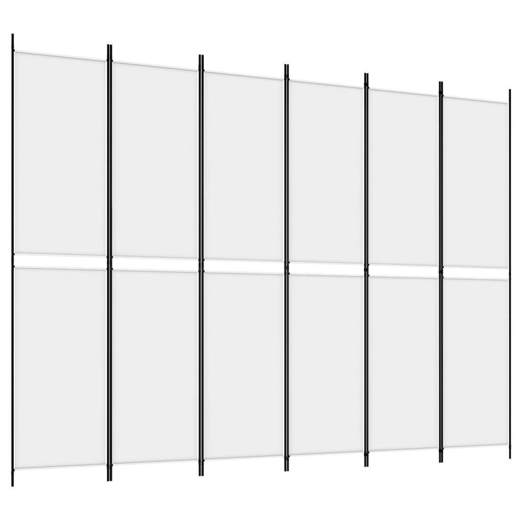 vidaXL 6-tlg. Paravent Weiß 300x220 cm Stoff
