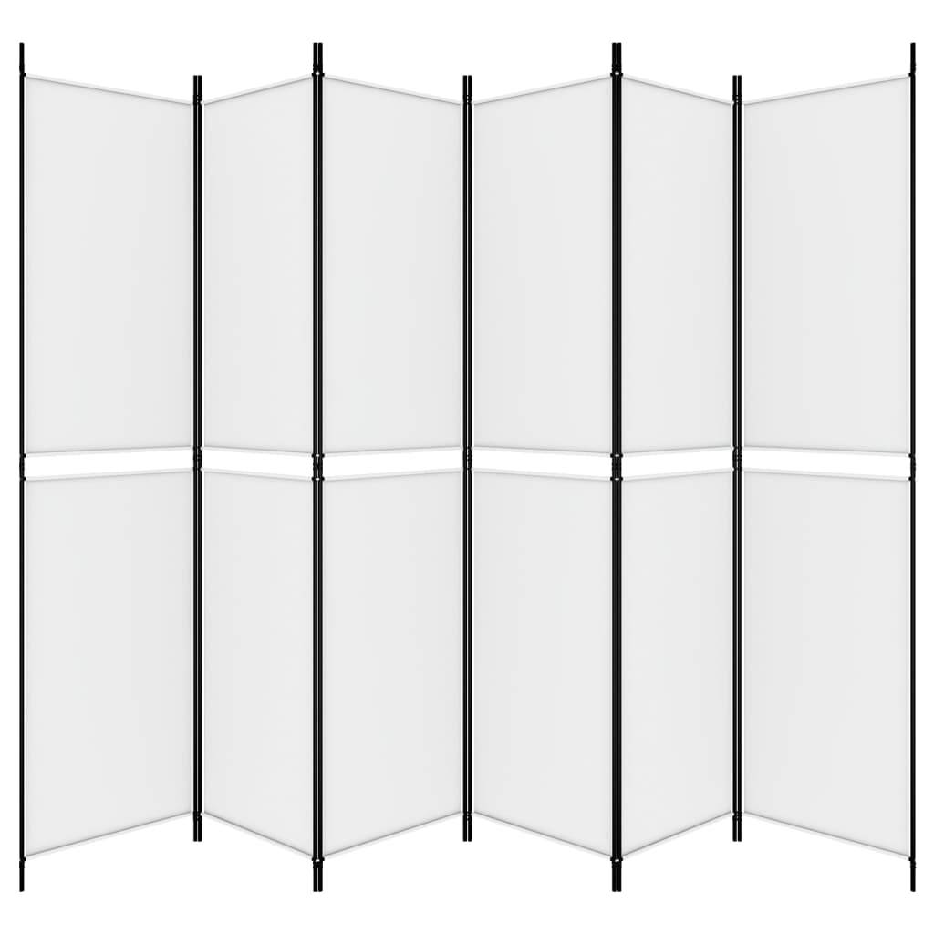 vidaXL 6-tlg. Paravent Weiß 300x220 cm Stoff