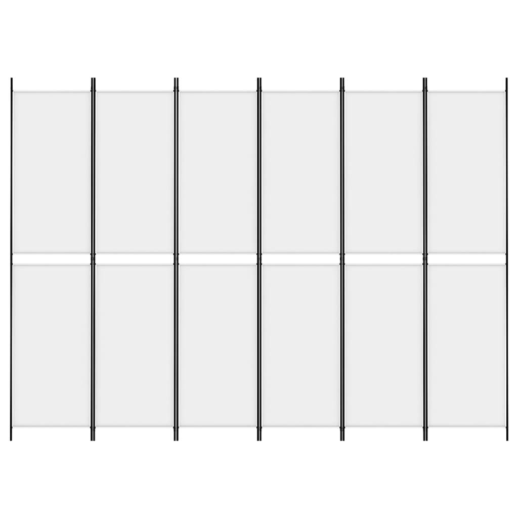 vidaXL 6-tlg. Paravent Weiß 300x220 cm Stoff