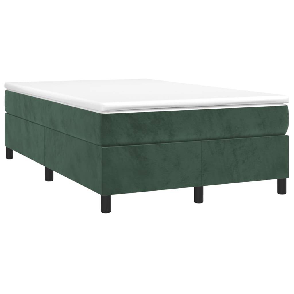 vidaXL Boxspringbett mit Matratze Dunkelgrün 120x200 cm Samt