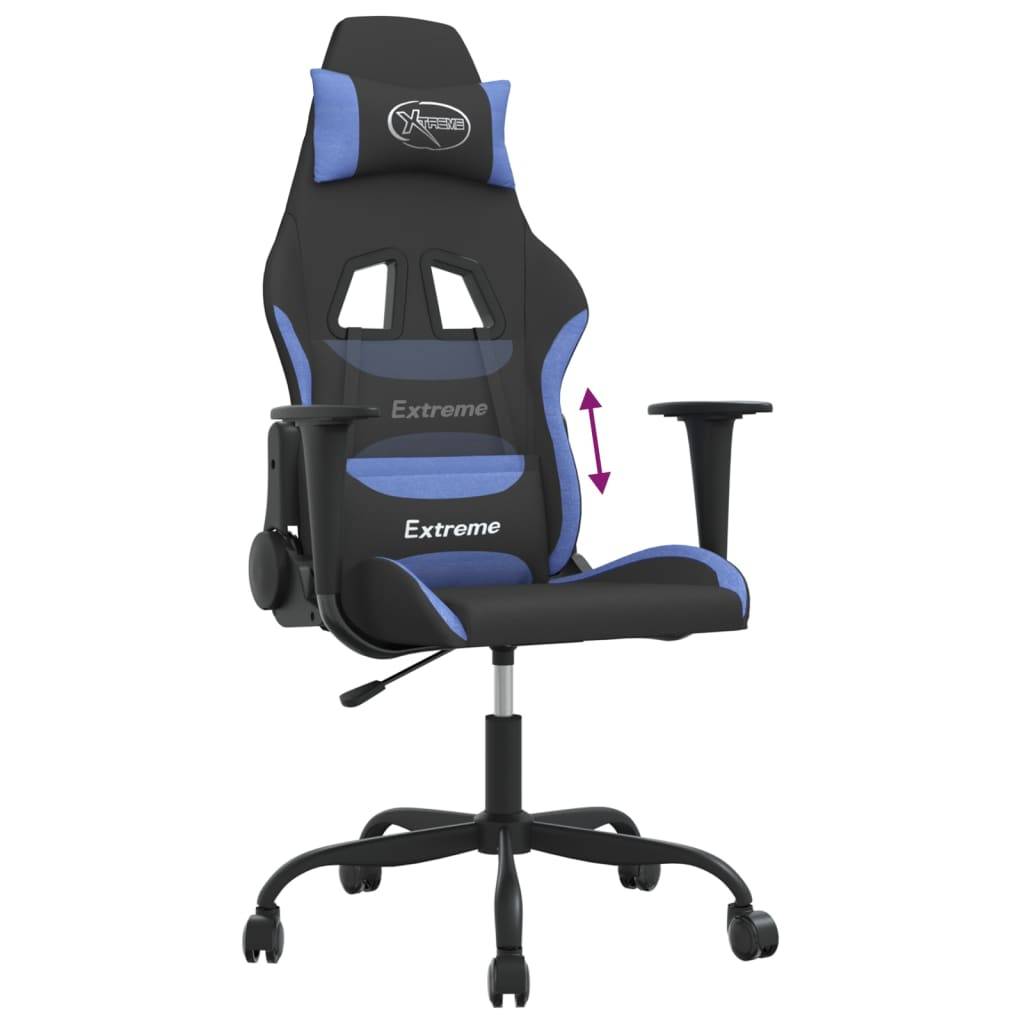 vidaXL Gaming-Stuhl Schwarz und Blau Stoff