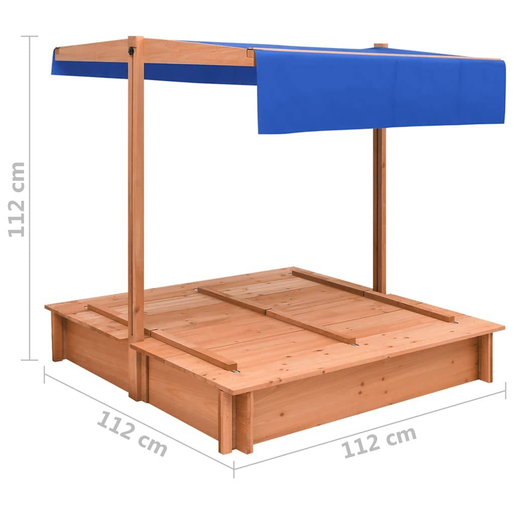 vidaXL Sandkasten mit Dach Tannenholz 112x112x112 cm