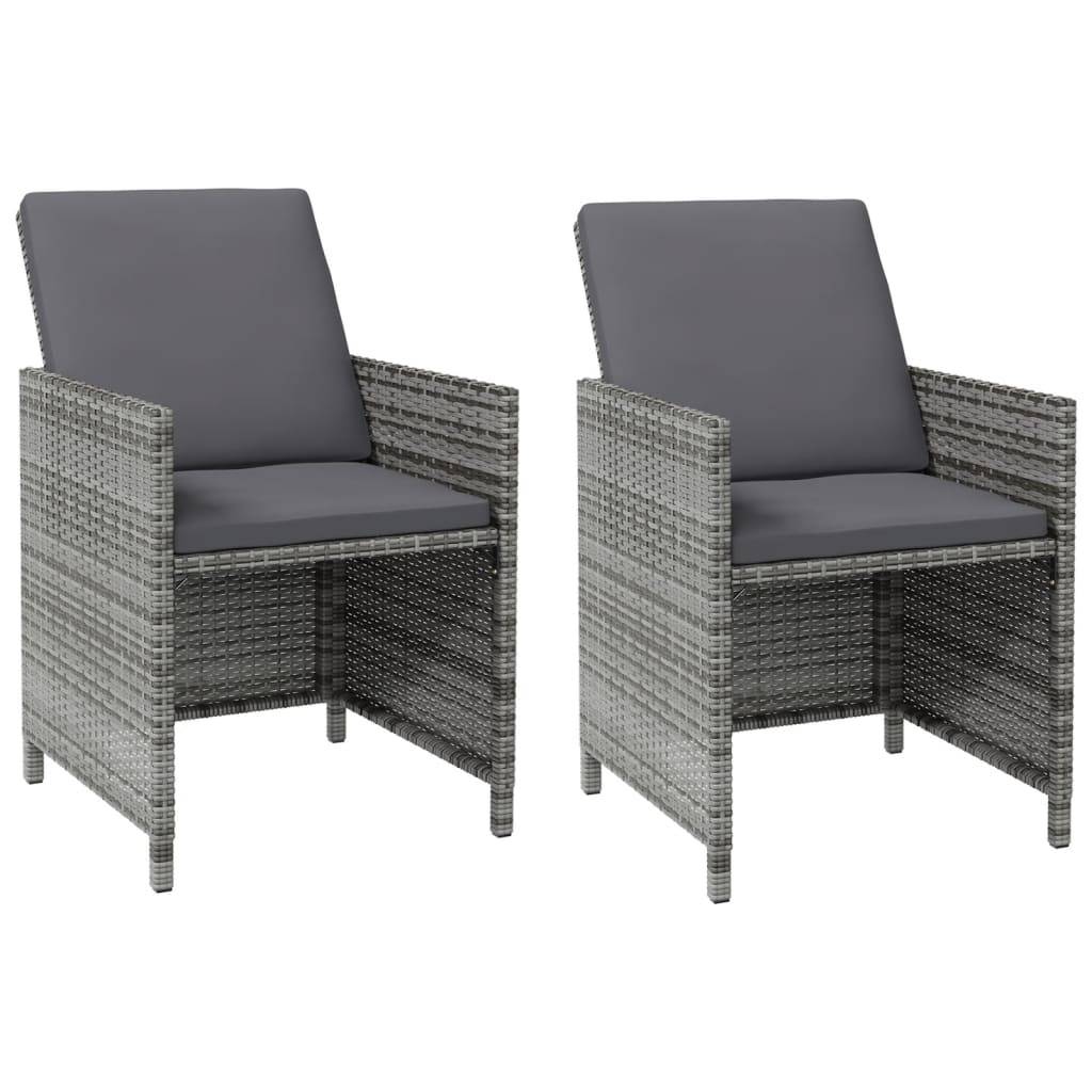 vidaXL 4-tlg. Gartenstuhl und Hocker Set Poly Rattan Grau