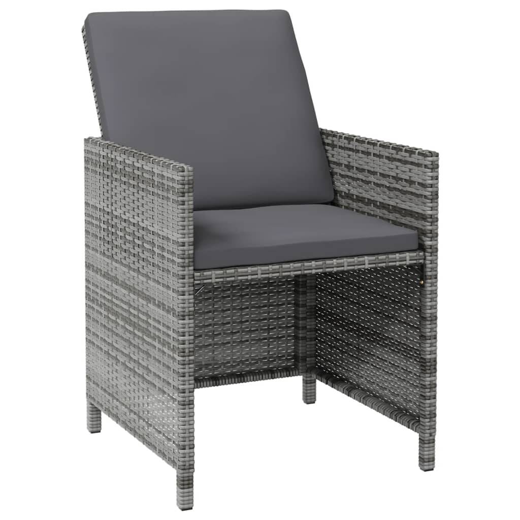 vidaXL 4-tlg. Gartenstuhl und Hocker Set Poly Rattan Grau