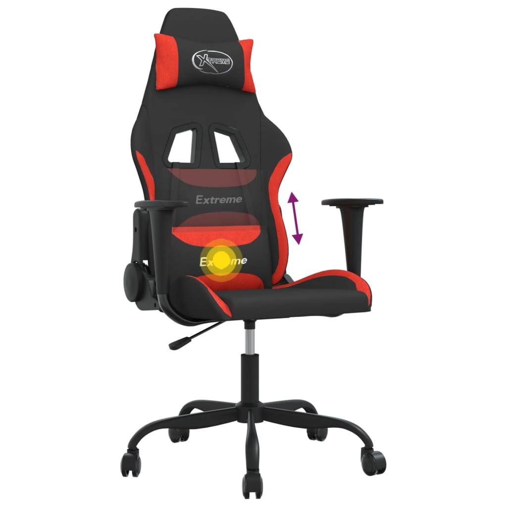 vidaXL Gaming-Stuhl mit Massagefunktion Schwarz und Rot Stoff