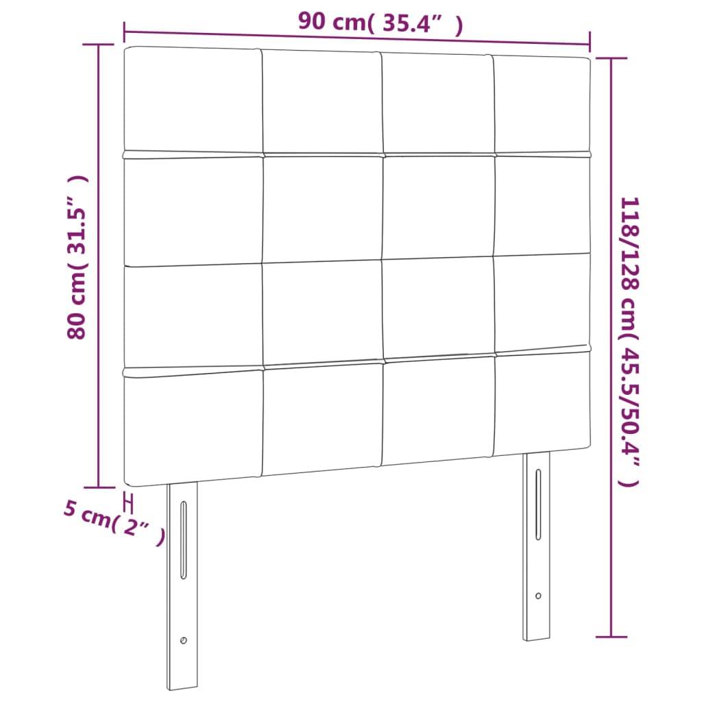 vidaXL LED Kopfteil Taupe 90x5x118/128 cm Stoff